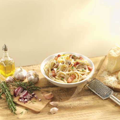 Recept Spaghetti carbonara met champignons Grand'Italia